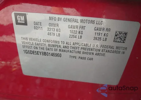 2011 Cadillac Cts Luxury z USA, uszkodzony, nr VIN 1G6DE5EY8B0146960